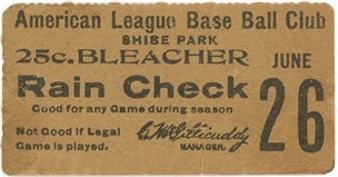 1909 New York Highlanders vs Philadelphia Athletics Ticket Stub from 6/26/1909 Doubleheader 